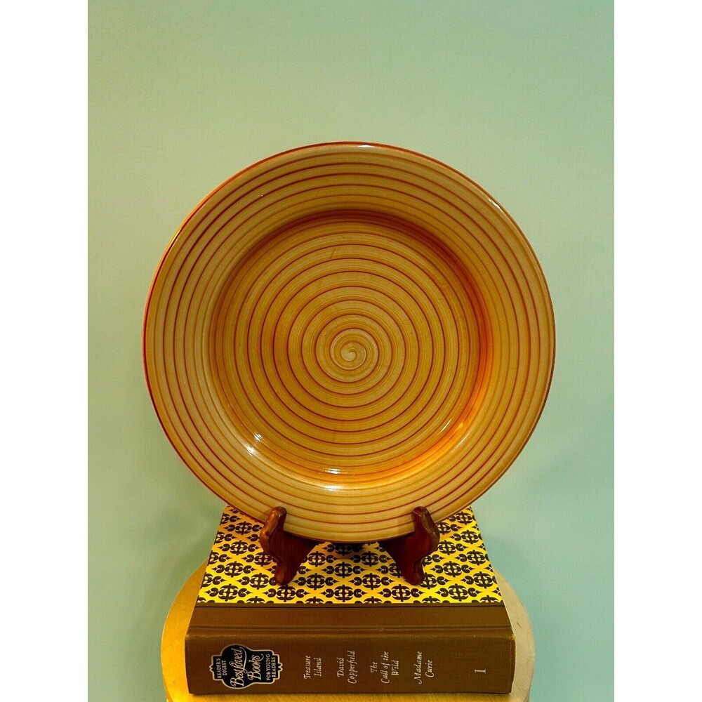 HF COORS China Inglewood, CA 9.75” Dinner Plate Hand Painted Straw Tan Swirls